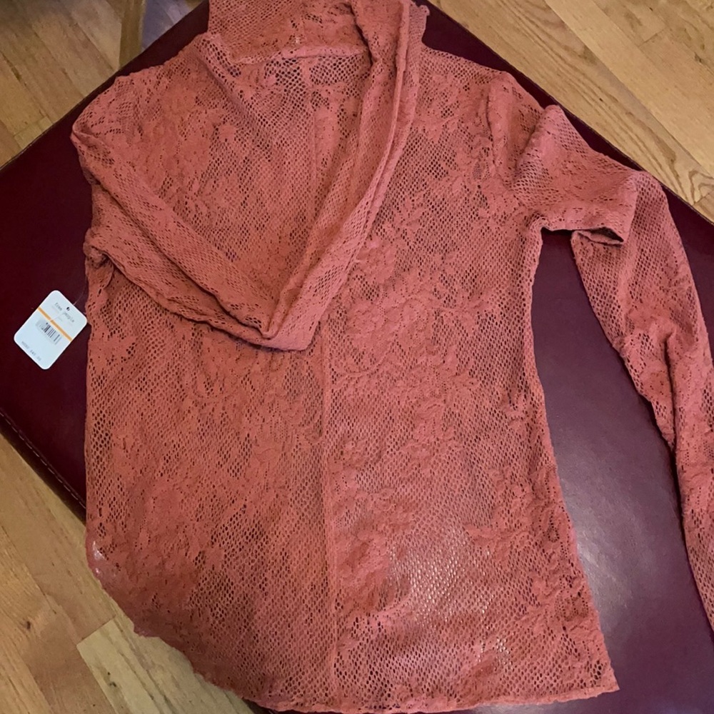 Freepeople turtleneck fishnet top Sz Large